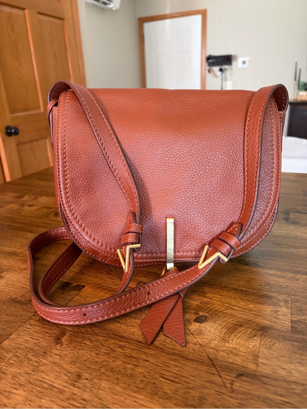 Vera Bradley Carson Leather Saddle Bag - “Acorn” Brown